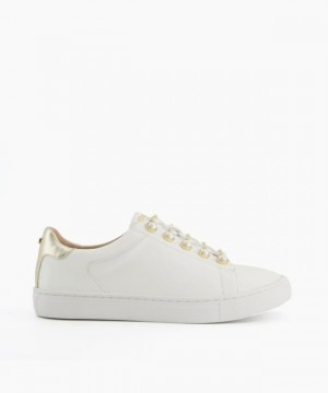 Dune London Esteem Flache Schuhe Damen Weiß | 752-BXIPWZ