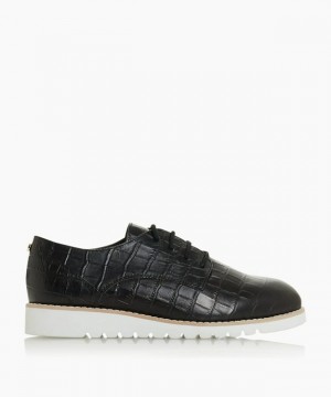 Dune London Flinch Flache Schuhe Damen Schwarz | 791-WZYHDJ