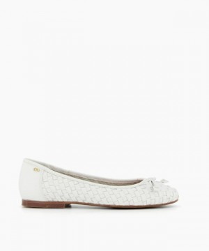 Dune London Hartleys Ballerinas Damen Weiß | 865-WDPTCZ