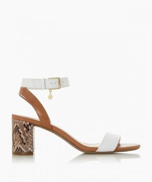Dune London Jewell Sandalen mit Absatz Damen Weiß | 869-DVJPXR