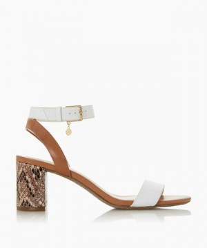 Dune London Jewell Sandalen mit Absatz Damen Weiß | 731-QMFVDO