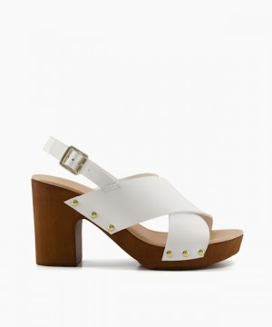 Dune London Jingers Sandalen mit Absatz Damen Weiß | 521-BJXRNF