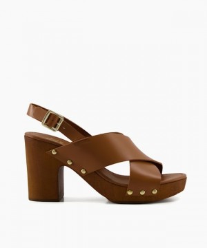 Dune London Jingers Sandalen mit Absatz Damen Braun | 187-GOSZBL