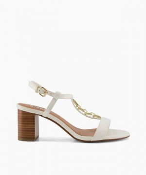 Dune London Just Sandalen mit Absatz Damen Weiß | 716-ZEAPMV