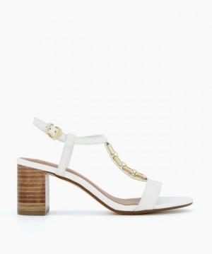 Dune London Just Sandalen mit Absatz Damen Weiß | 603-NDZLSA