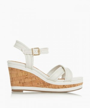 Dune London Karm Keilsandalen Damen Weiß | 249-PILWQJ