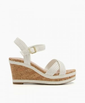 Dune London Kelisa Keilsandalen Damen Weiß | 402-HNPBDJ