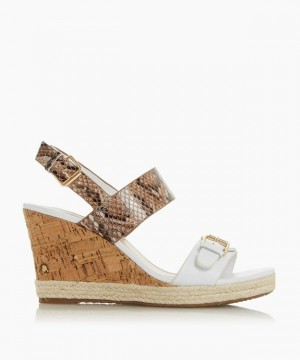 Dune London Kendyl Keilsandalen Damen Weiß | 132-FXGCIE