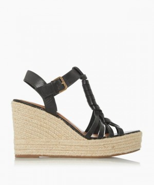 Dune London Kofu Keilsandalen Damen Schwarz | 378-CAJSFV