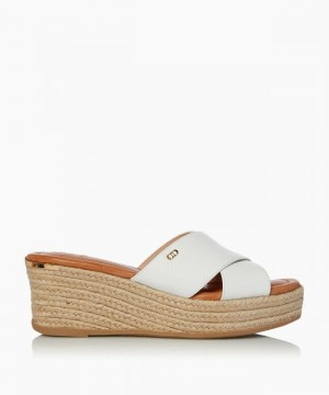 Dune London Kuta T Keilsandalen Damen Weiß | 670-HIQFLE