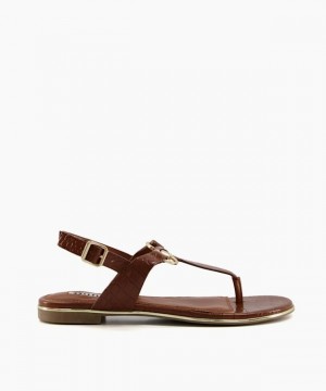 Dune London Lamba Sandalen Flach Damen Braun | 923-SHKZQN