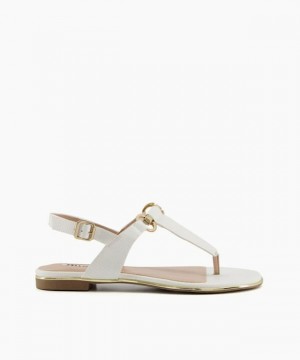 Dune London Lamba Sandalen Flach Damen Weiß | 641-FUTJWE