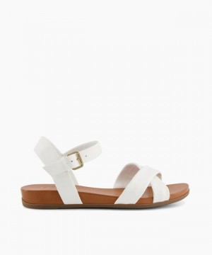 Dune London Landie Sandalen Flach Damen Weiß | 418-YMCOBF