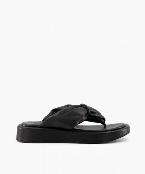 Dune London Landmark Sandalen Flach Damen Schwarz | 147-EVSTDI
