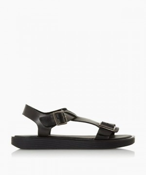 Dune London Langlie T Sandalen Flach Damen Schwarz | 702-OJEPCF