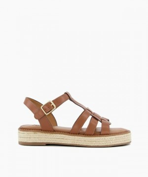 Dune London Latch Sandalen Flach Damen Braun | 821-TZJLQV