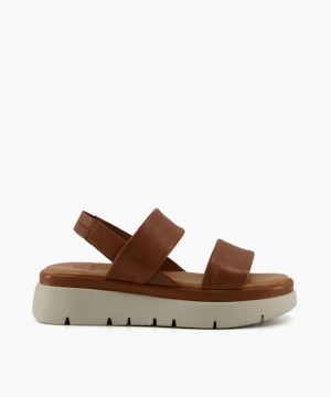 Dune London Location Sandalen Flach Damen Braun | 137-RNSVEM
