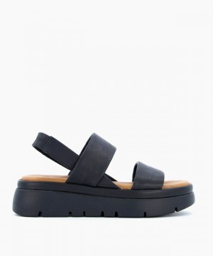 Dune London Location Sandalen Flach Damen Schwarz | 621-QEHJXI