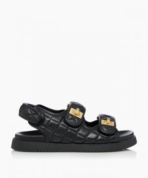 Dune London Lockstockk Sandalen Flach Damen Schwarz | 063-VYNJWE