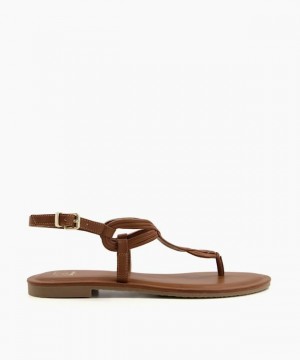 Dune London Logic Sandalen Flach Damen Braun | 815-HUNLYZ