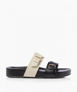 Dune London Loren T Sandalen Flach Damen Schwarz | 482-POGAXY