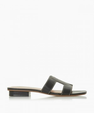Dune London Loupe Sandalen Flach Damen Schwarz | 230-QUXPGV