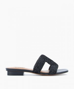 Dune London Loupe Sandalen Flach Damen Schwarz | 631-CNUGMK