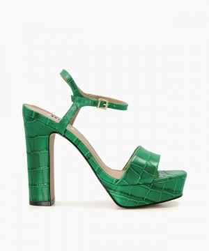 Dune London Matche Sandalen mit Absatz Damen Grün | 287-UJSTKZ