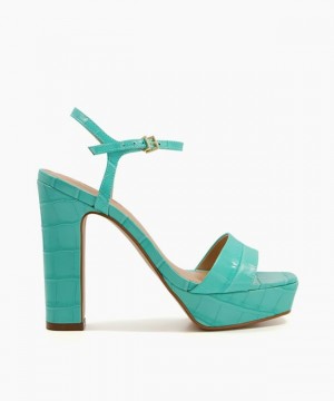Dune London Matche Sandalen mit Absatz Damen Blau | 489-DEJHSC