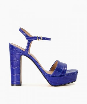 Dune London Matche Sandalen mit Absatz Damen Blau | 459-NDWXKS