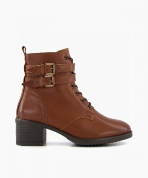 Dune London Paxan Biker Boots Damen Braun | 698-UJOVXP