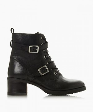 Dune London Paxtone Biker Boots Damen Schwarz | 401-MFCYXG