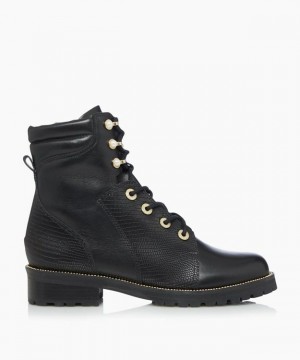 Dune London Pompom Stiefeletten Damen Schwarz | 102-BSUXKM