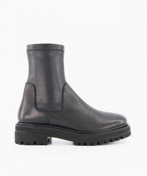 Dune London Putneys Biker Boots Damen Schwarz | 169-QWNOPK