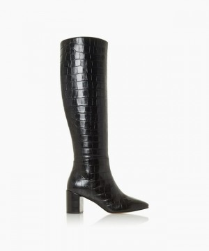 Dune London Saffia Kniehohe Stiefel Damen Schwarz | 374-SQFEUO