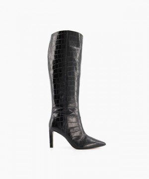 Dune London Spice Kniehohe Stiefel Damen Braun Schwarz | 403-HPVBZN
